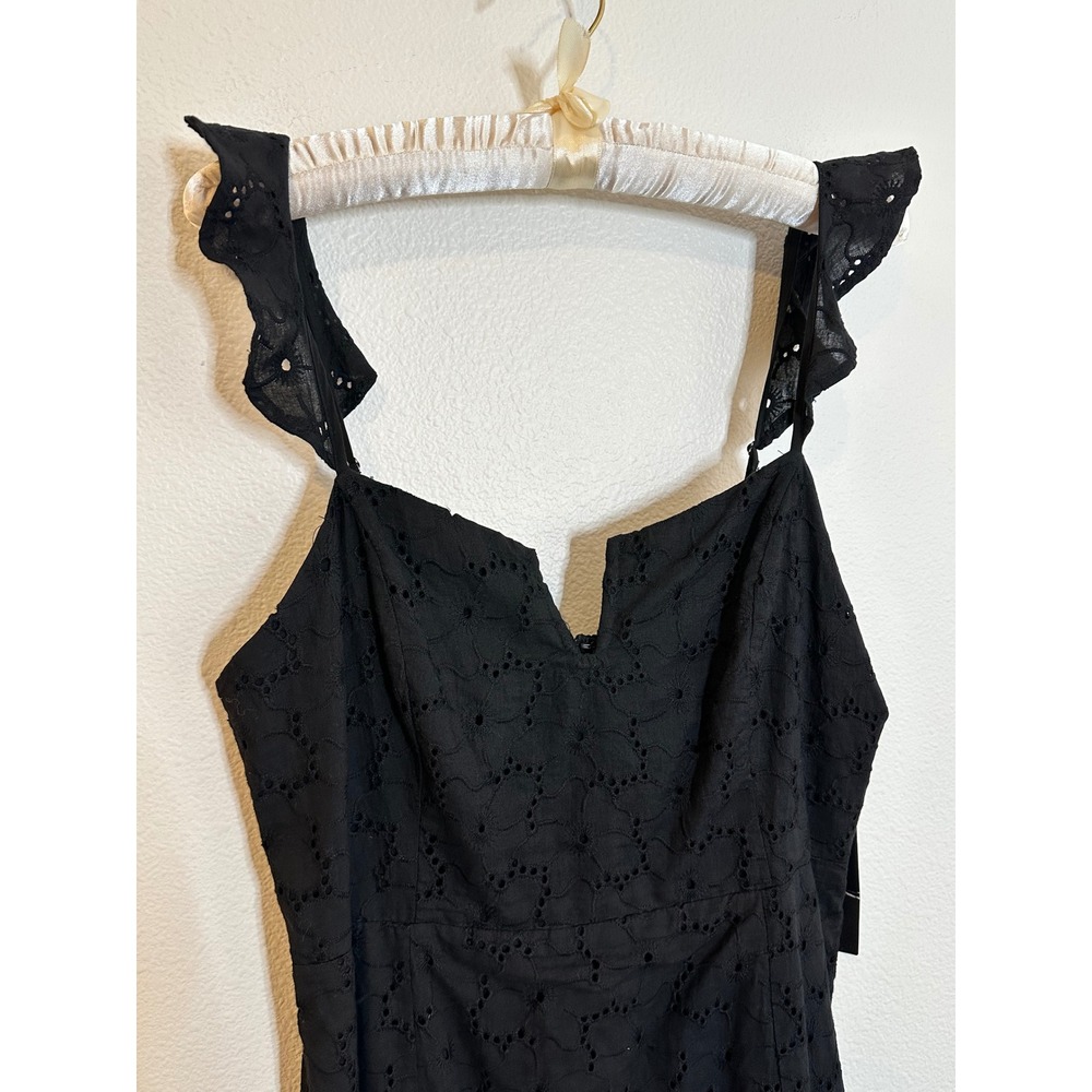 Lulus Eyelet High-Low Maxi Dress Size M Black Ruffles Smocked Back Boho NEW - Picture 4 of 11